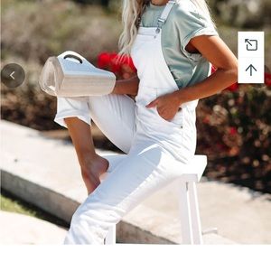 Womens xs white Listicle over alls